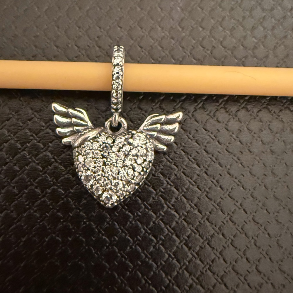 Pandora Silver Winged Heart Charm View 2